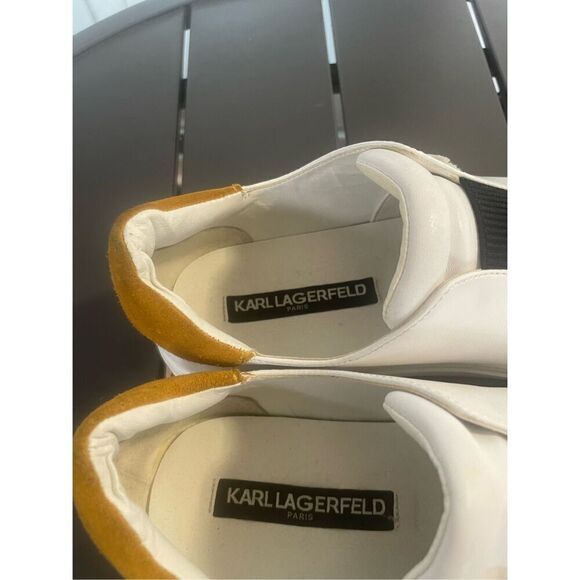 Karl Lagerfeld Paris Graphic Slip on Sneakers White Size 8 M - Picture 12 of 12